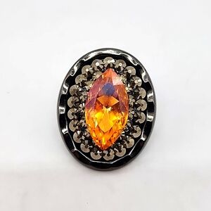 SWAROVSKI BRANDY RHINESTONE NAVETTE COCKTAIL RING